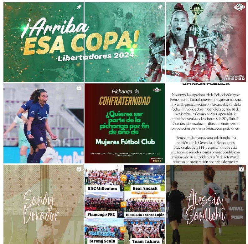 Screenshot of the mujeres futbol club website