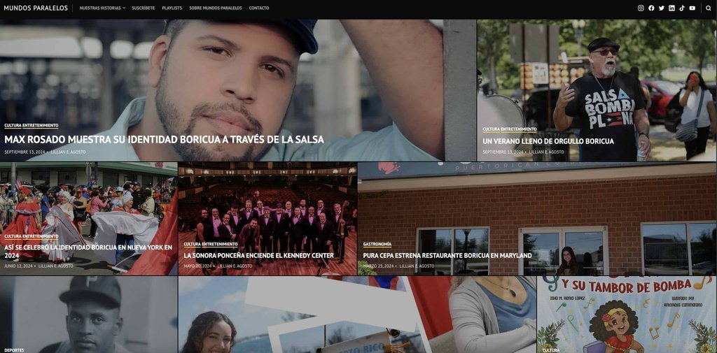 Screenshot of the Mundos Paralelos website