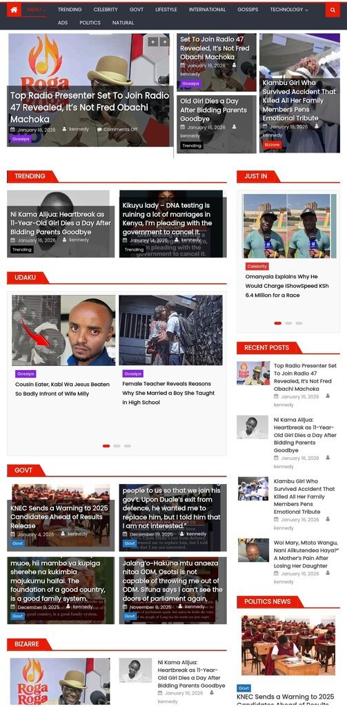 Screenshot of the Murang'a News website