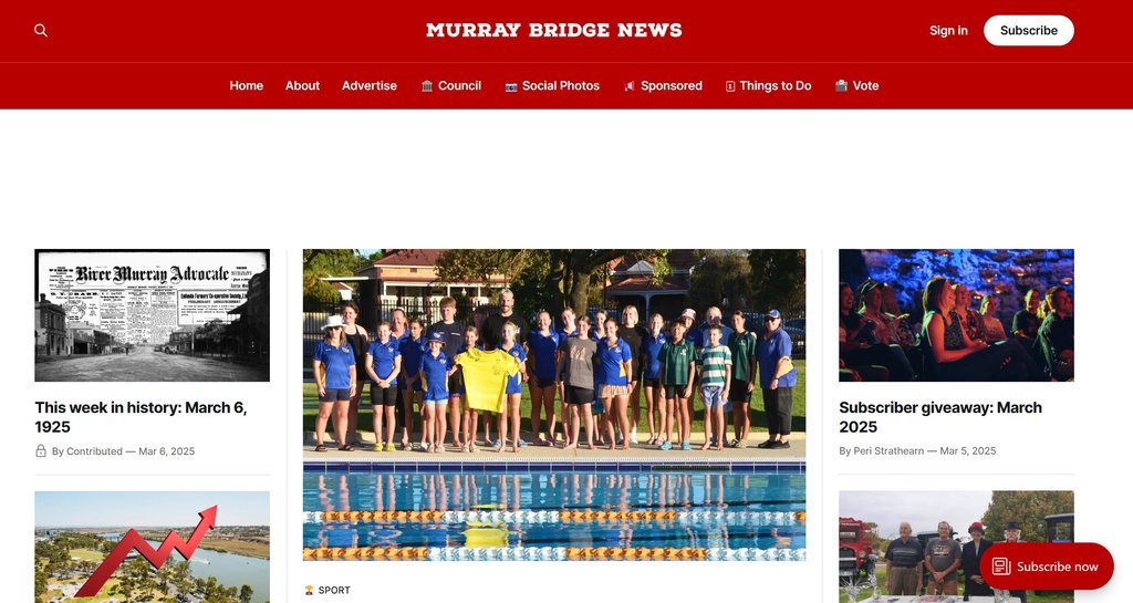 Screenshot of the Murray Bridge News website