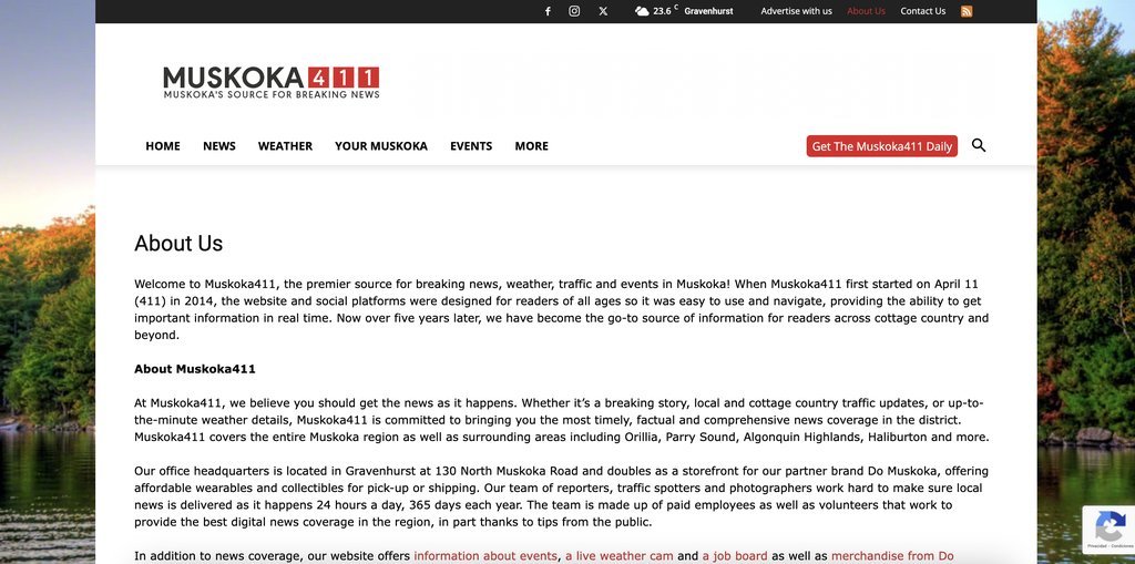 Screenshot of the Muskoka411 website