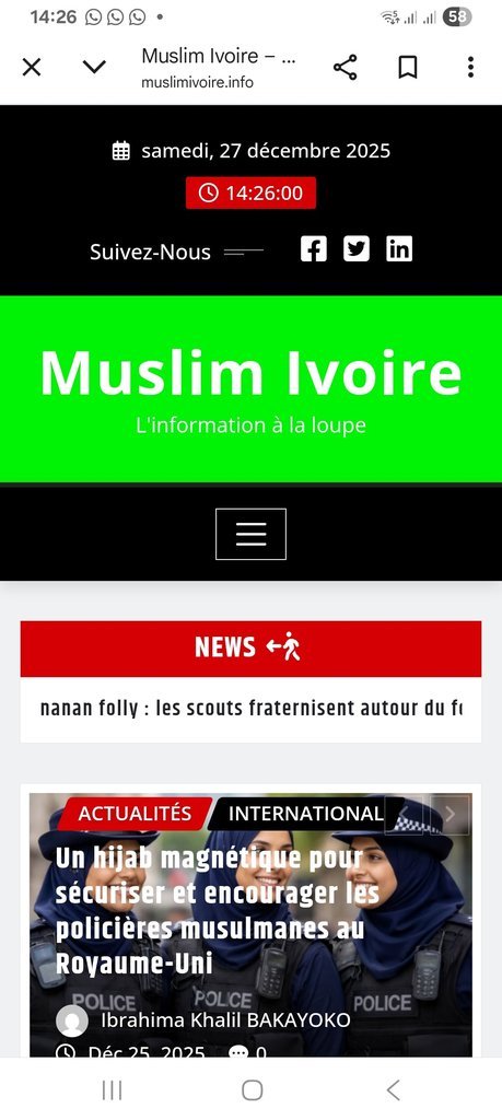 Screenshot of the Muslim Ivoire website