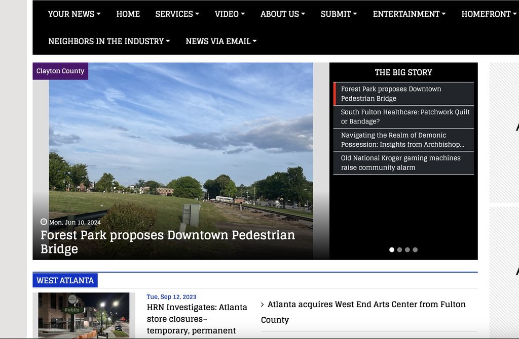 Screenshot of the South 7585 News website