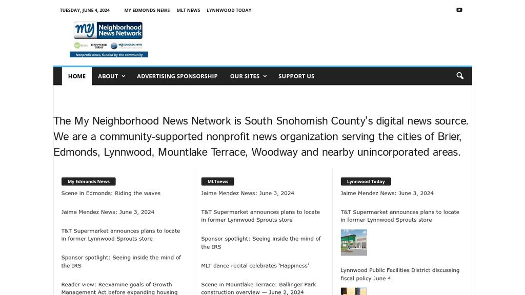 Screenshot of the My Neighborhood News Network website