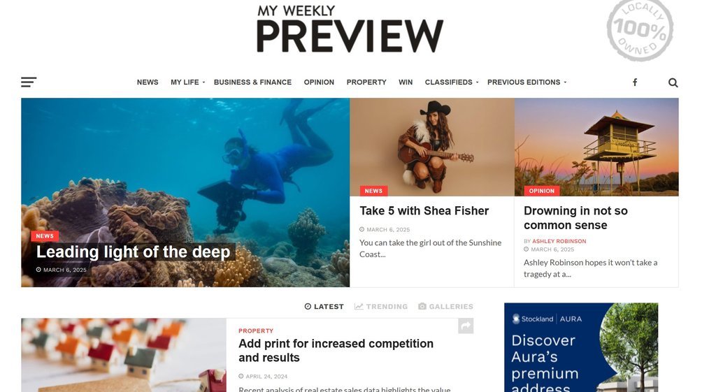 Screenshot of the My Weekly Preview website