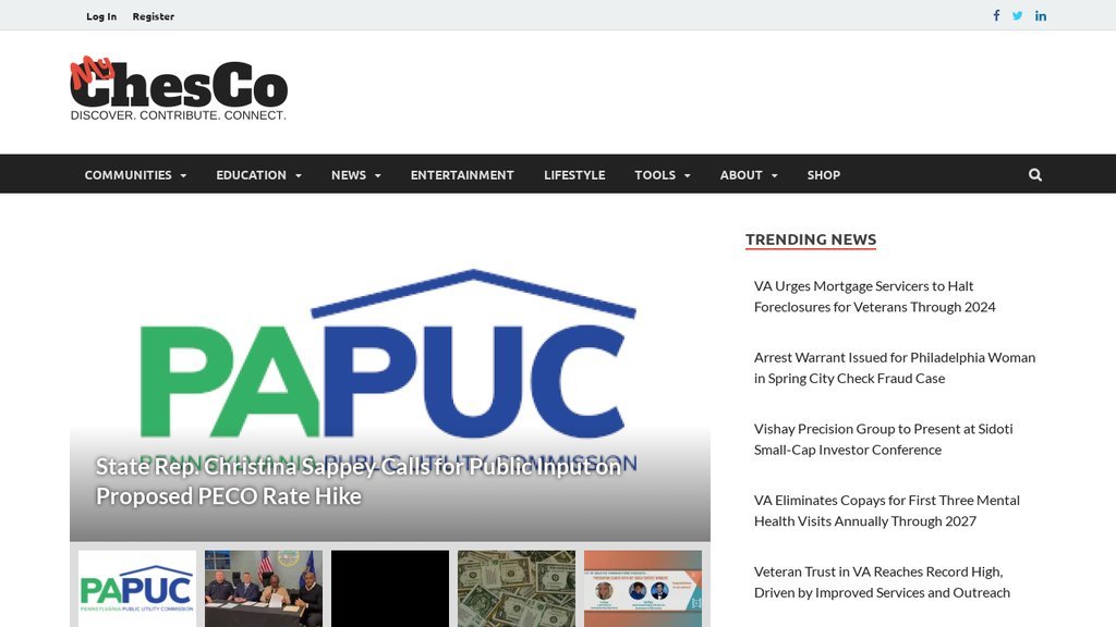 Screenshot of the MyChesCo website