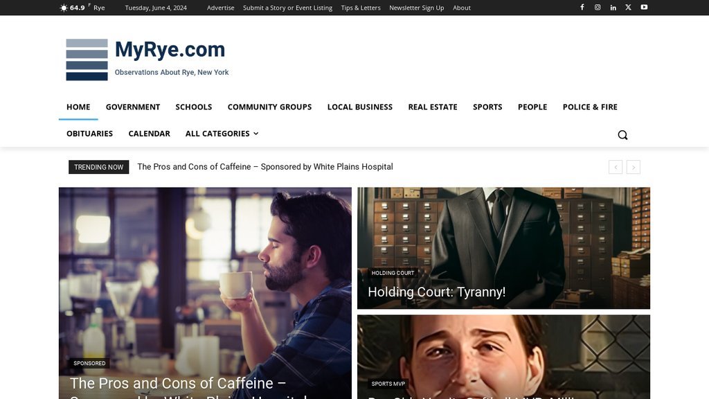 Screenshot of the MyRye.com website