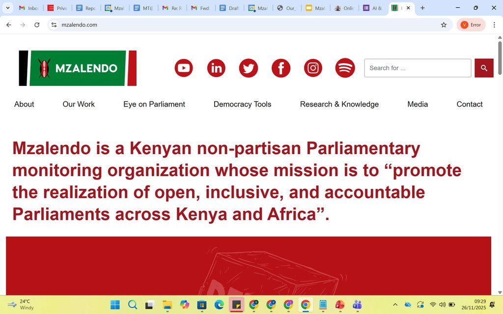 Screenshot of the Mzalendo Trust website