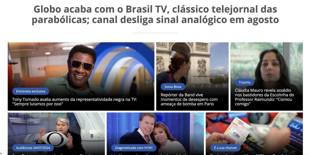 Screenshot of the Na Telinha website
