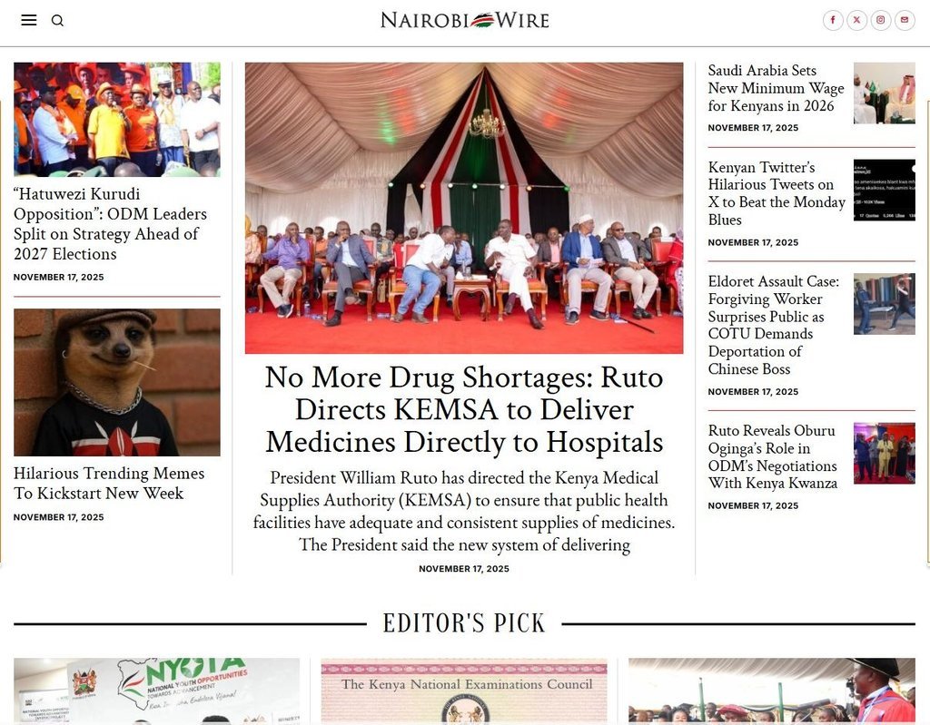 Screenshot of the Nairobi Wire website