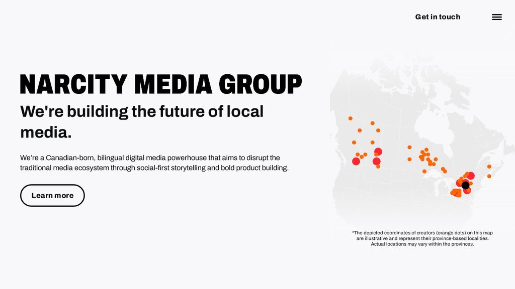 Screenshot of the Narcity Media Inc. website