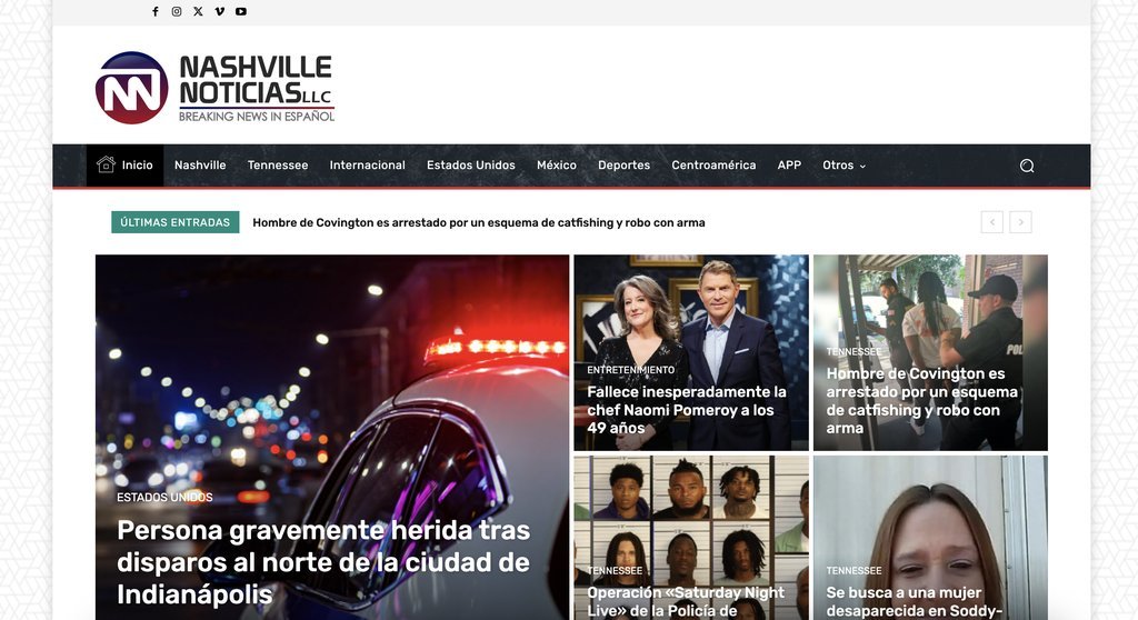 Screenshot of the Nashville Noticias website