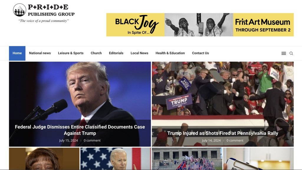 Screenshot of the Nashville Pride website