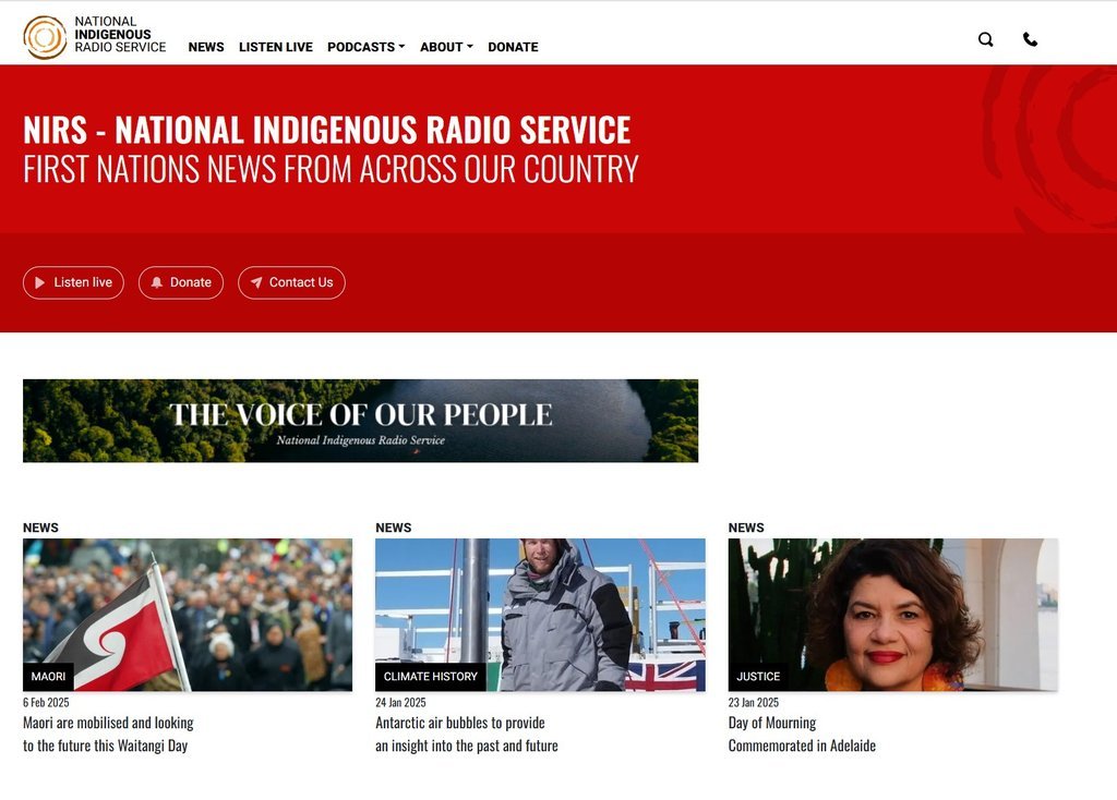 Screenshot of the National Indigenous Radio Service website