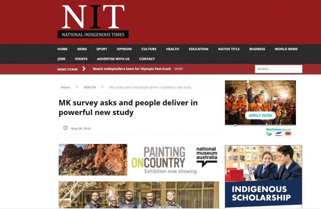 Screenshot of the National Indigenous Times website