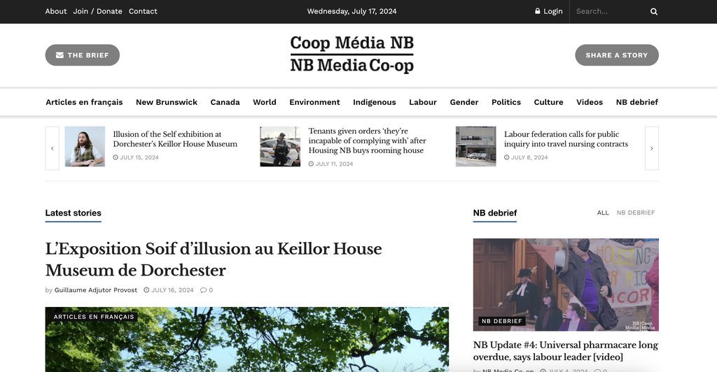 Screenshot of the NB Media Co-op website