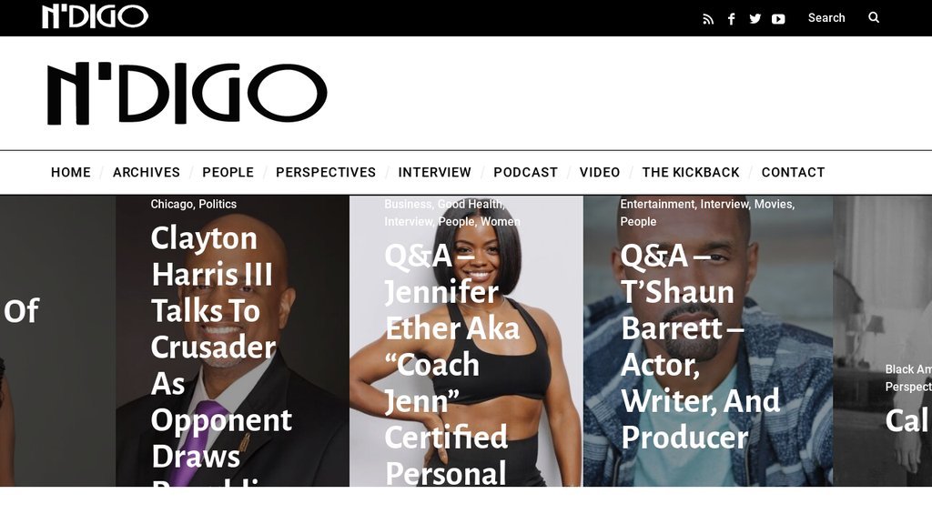 Screenshot of the NDIGO. NDIGO Studio TV and Ndigo Studio Podcast website