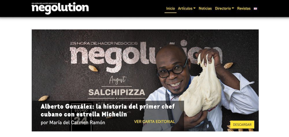 Screenshot of the Negolution website