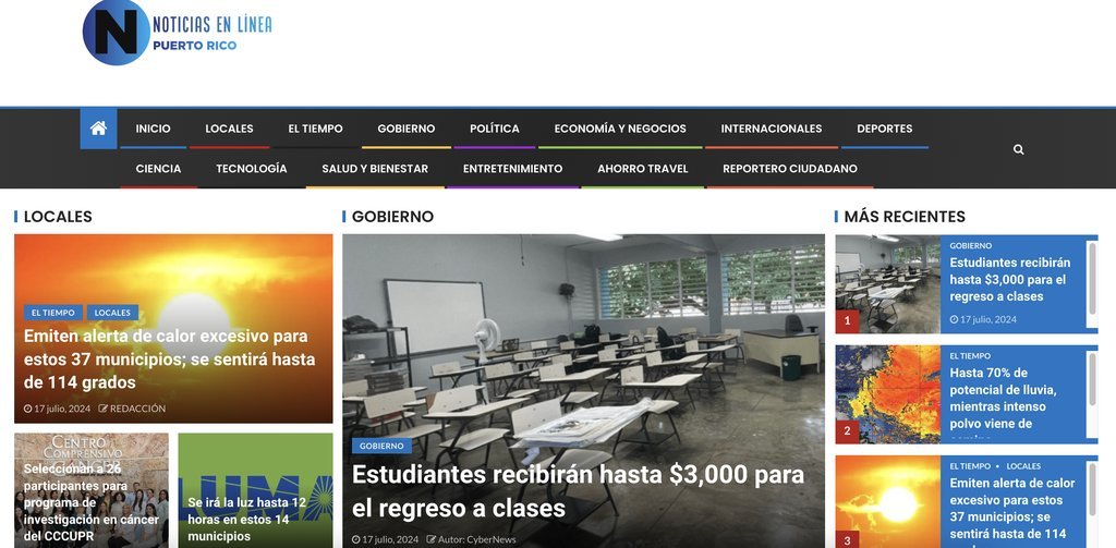 Screenshot of the NEL website