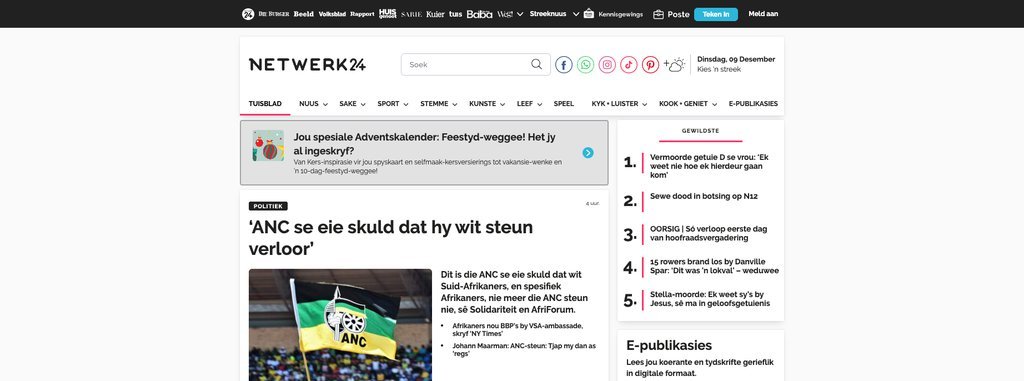 Screenshot of the Netwerk24 website