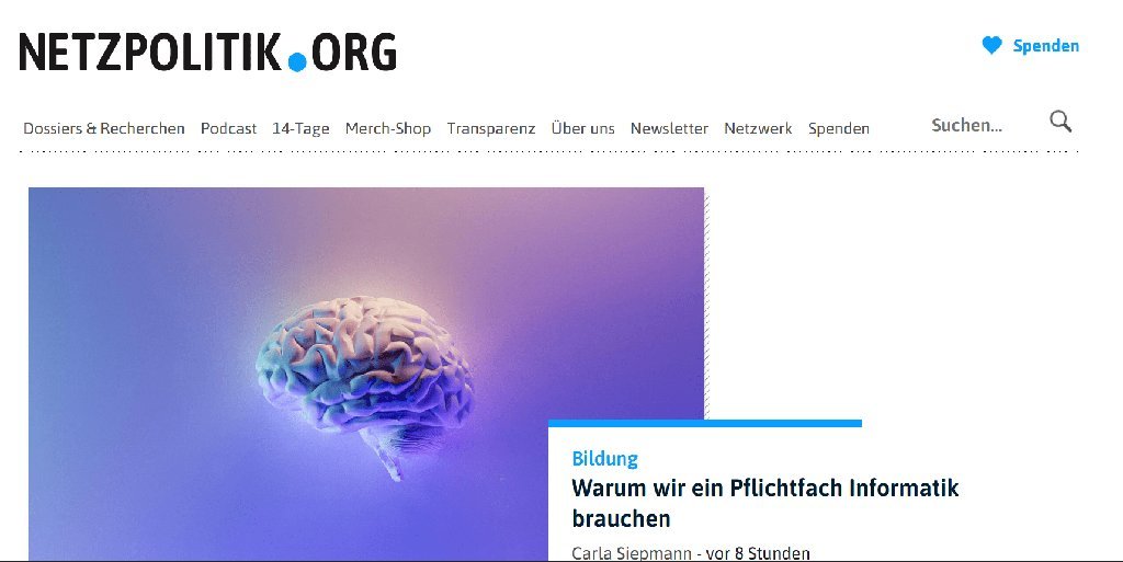 Screenshot of the netzpolitik.org website