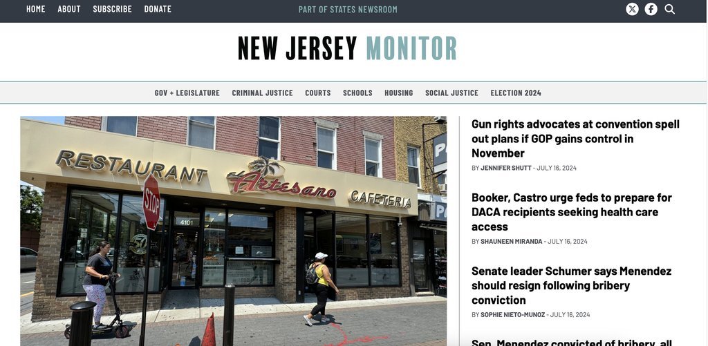 Screenshot of the New Jersey Monitor website