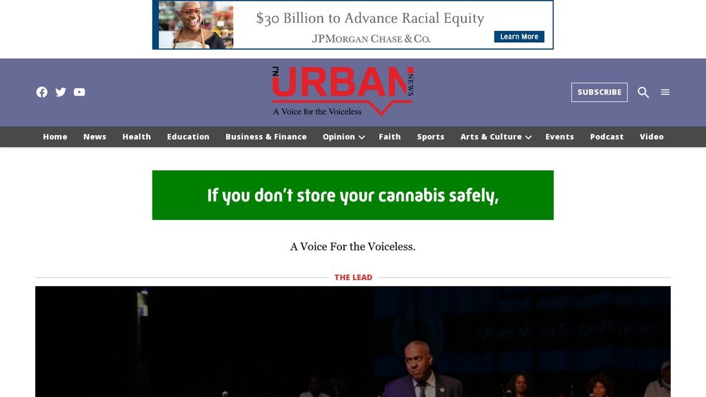 Screenshot of the New Jersey Urban News website