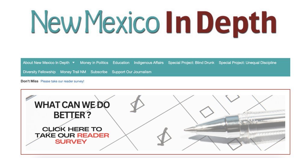 Screenshot of the New Mexico In Depth website