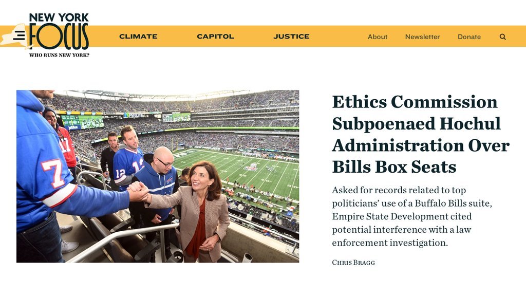 Screenshot of the New York Focus website