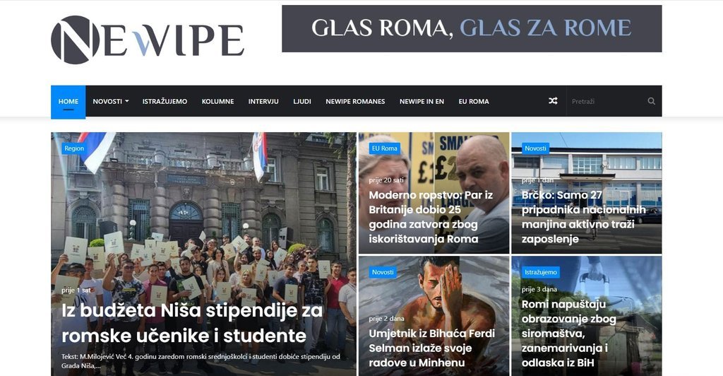 Screenshot of the NEWIPE website