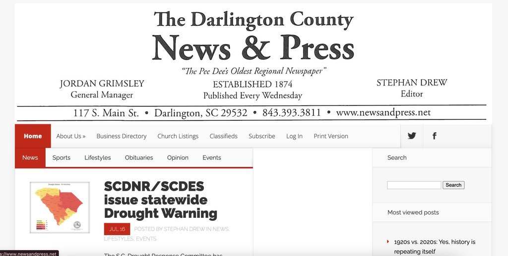 Screenshot of the News & Press website