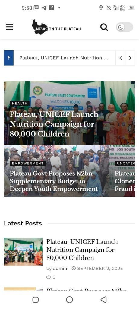 Screenshot of the News on the Plateau website