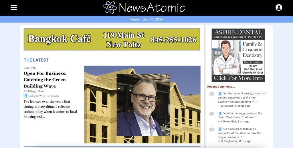 Screenshot of the NewsAtomic website