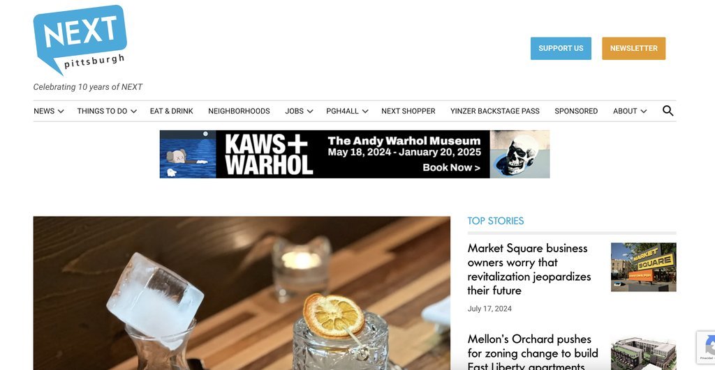 Screenshot of the Next Pittsburgh website