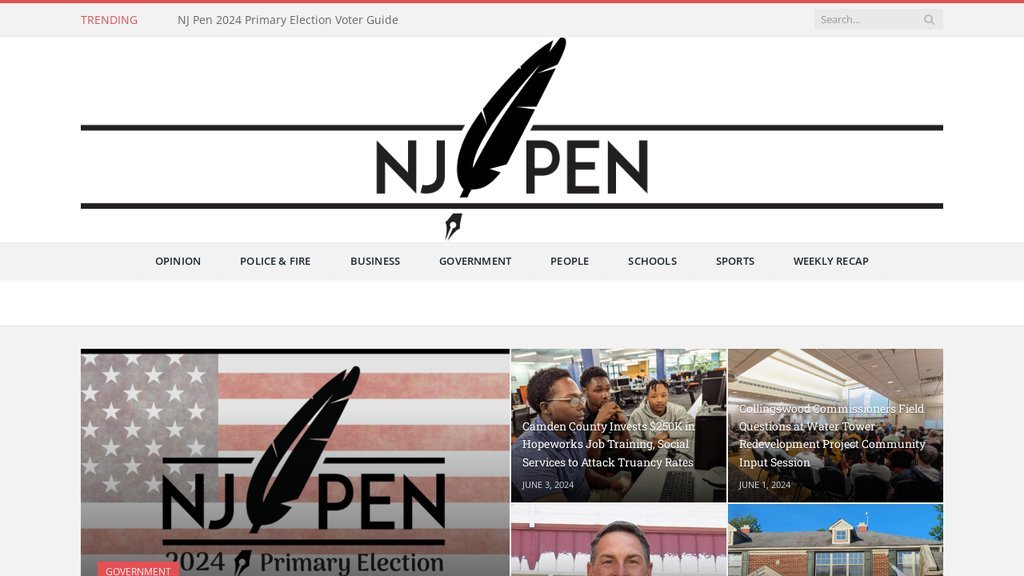 Screenshot of the NJ Pen website