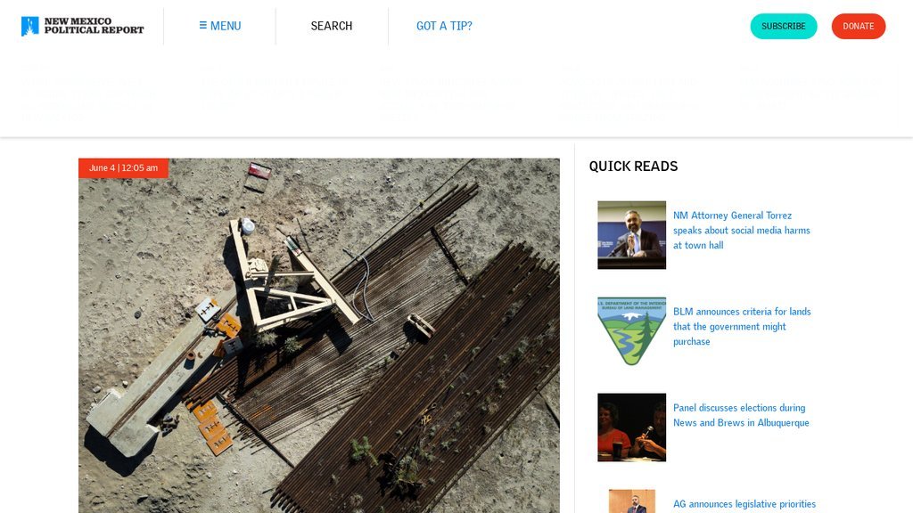 Screenshot of the NM Political Report website