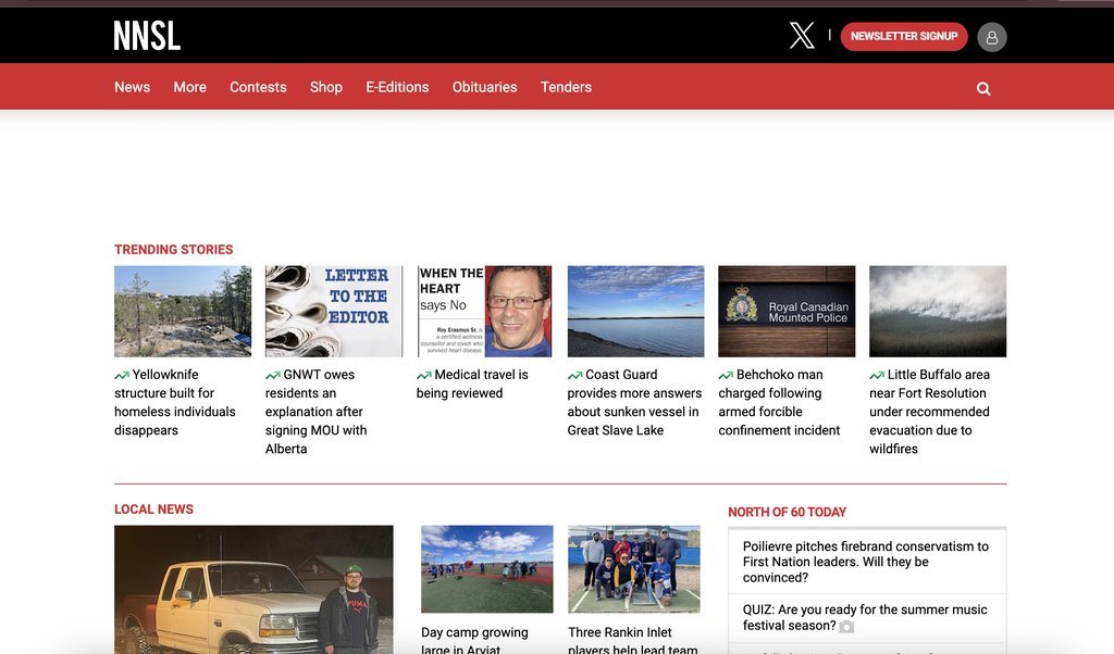 Screenshot of the NNSL Media website