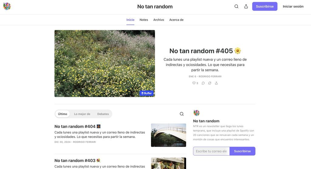 Screenshot of the No Tan Random website