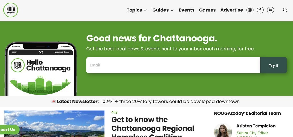 Screenshot of the Nooga.com website
