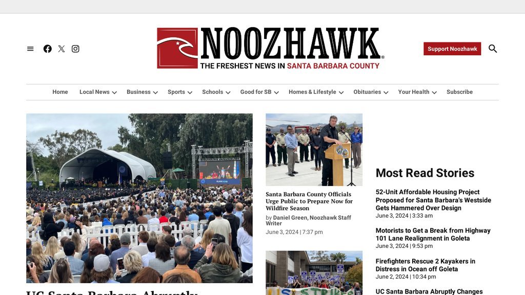 Screenshot of the Noozhawk website