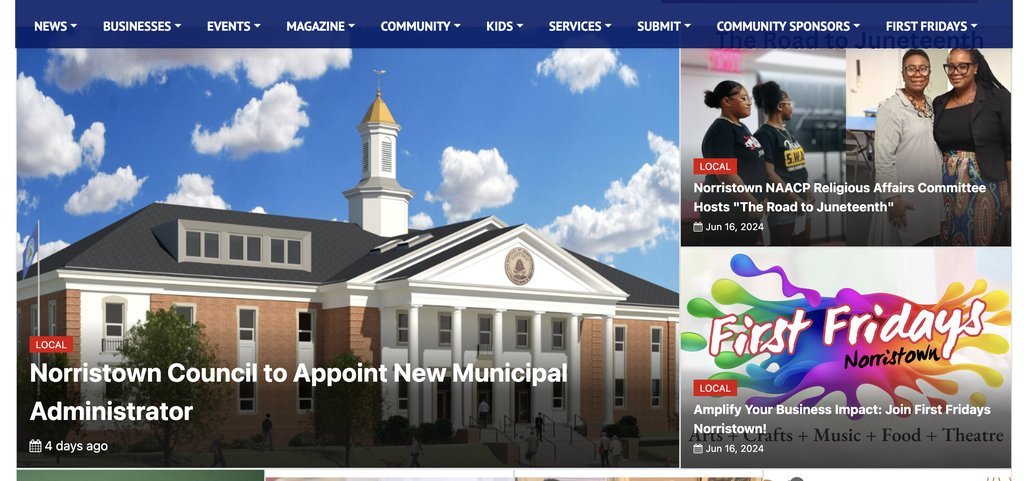 Screenshot of the Norristown Local website