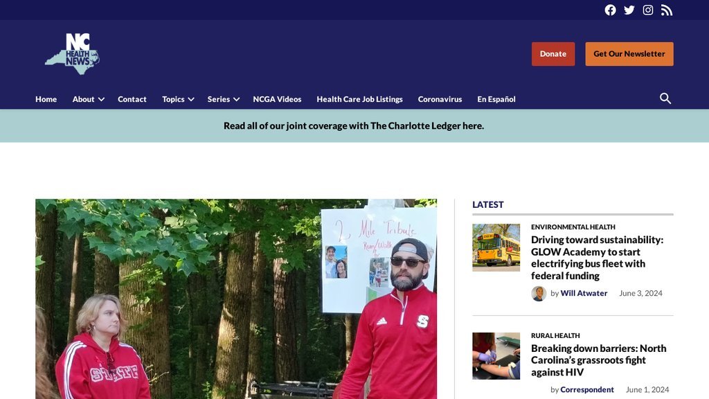 Screenshot of the North Carolina Health News website