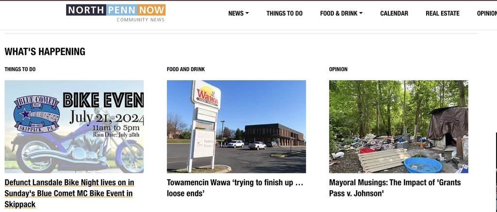 Screenshot of the North Penn Now website