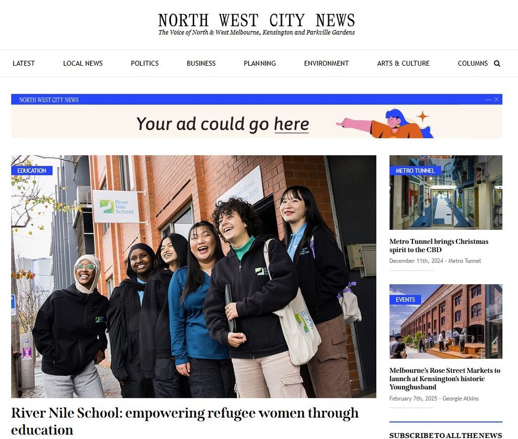 Screenshot of the North West City News website