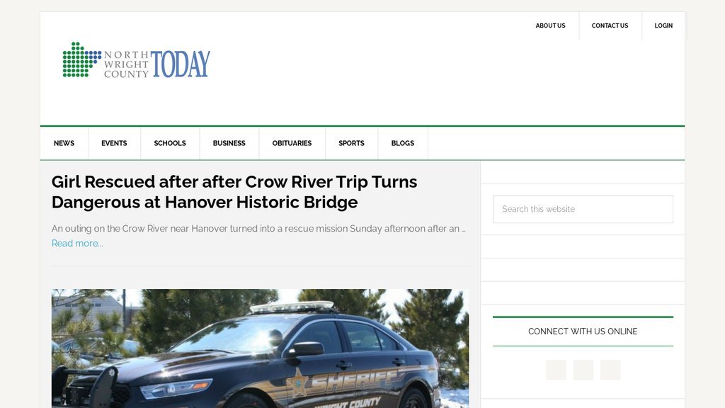 Screenshot of the North Wright County Today website
