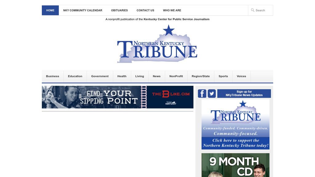 Screenshot of the Northern Kentucky Tribune website