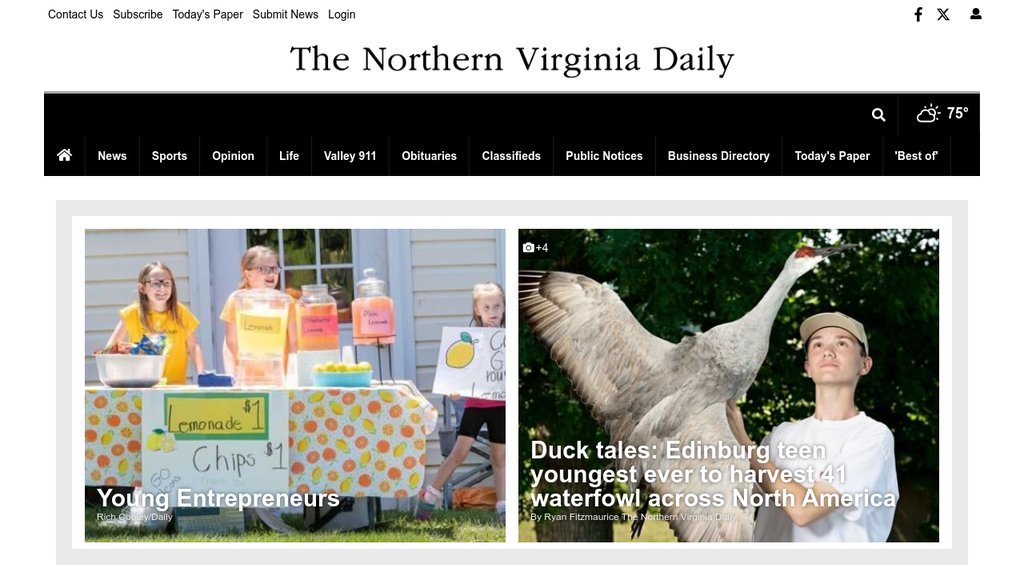 Screenshot of the Northern Virginia Daily website