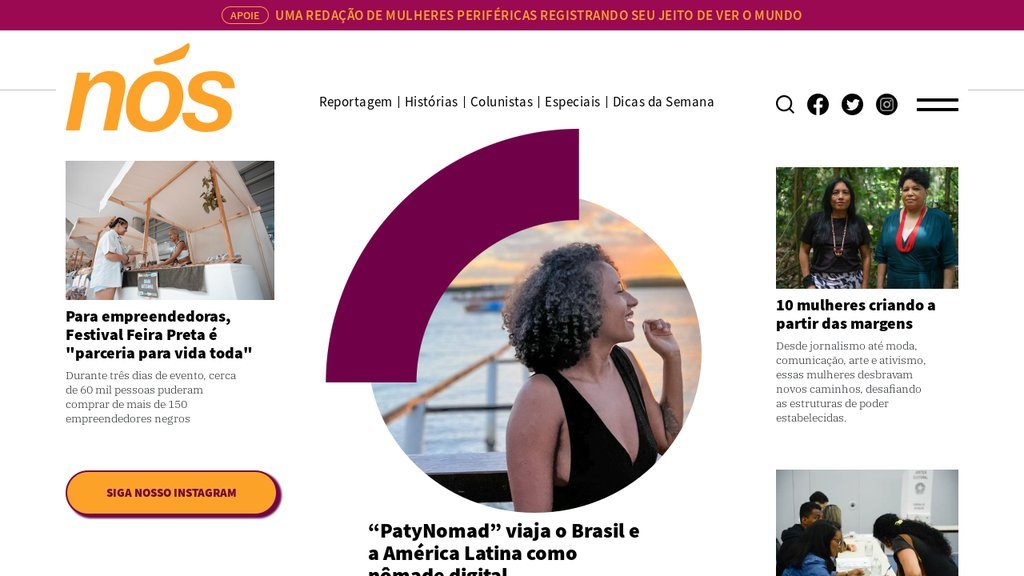 Screenshot of the Nós, mulheres da periferia website