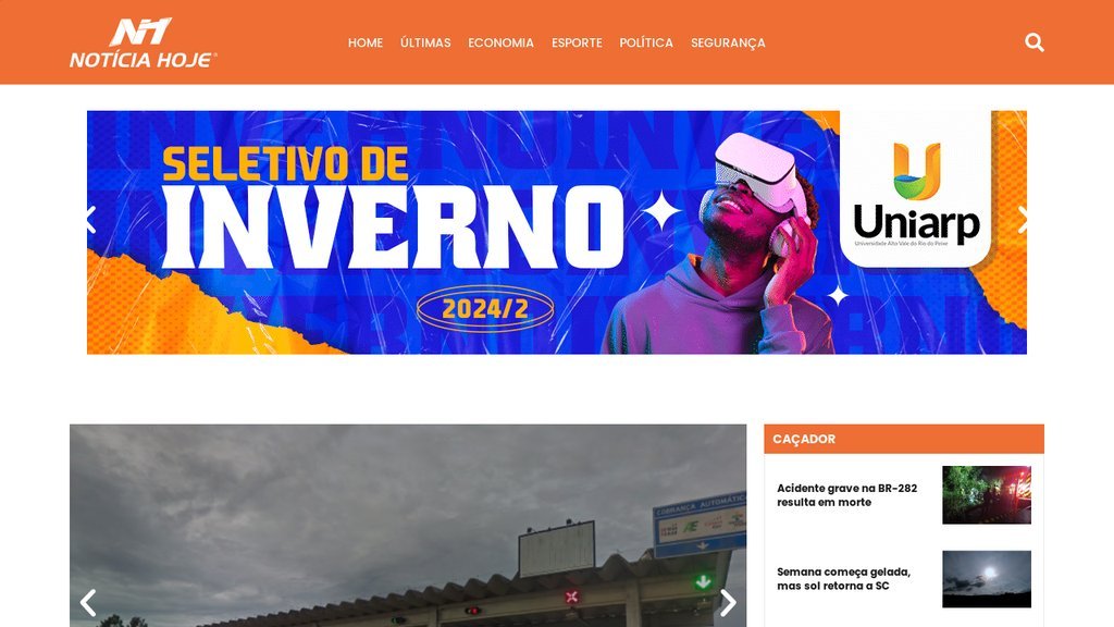 Screenshot of the Notícia Hoje website