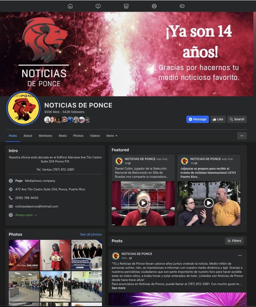 Screenshot of the Noticias De Ponce website